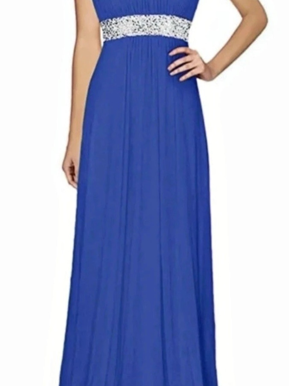 Conail Sequin Neck Maxi Dress in Blue Size Large NWT